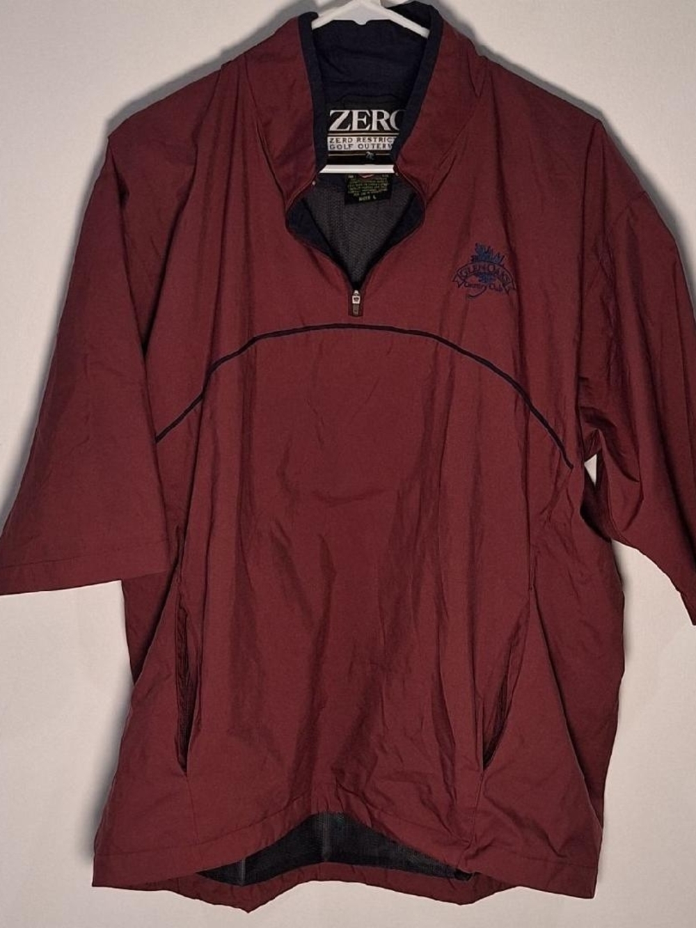 Zero Restriction Sz Large Men's Burgundy Quarter-Zip Windbreaker